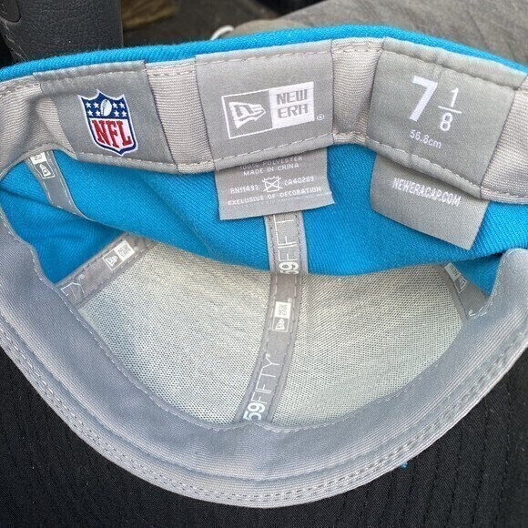CAROLINA PANTHERS New Era 59Fifty 7 3/8 Fitted Blue Hat Cap NFL Box Ship - Picture 2 of 2